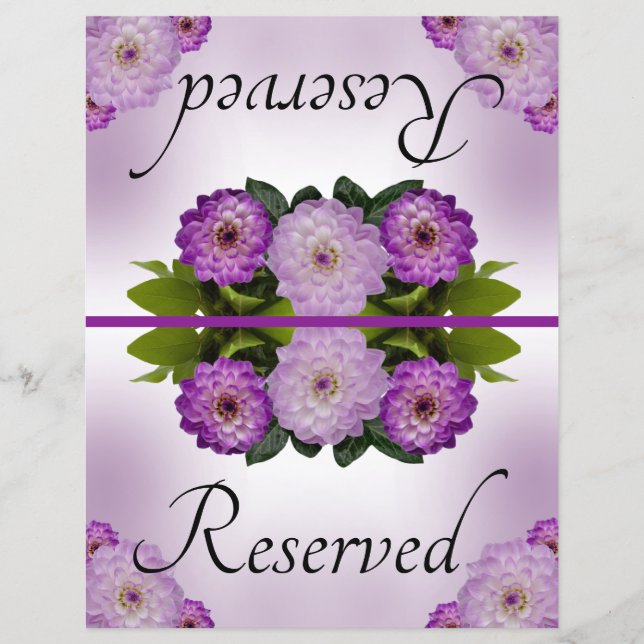Papier Mariage pliable Réservé Dahlia Purple Floral (Devant)