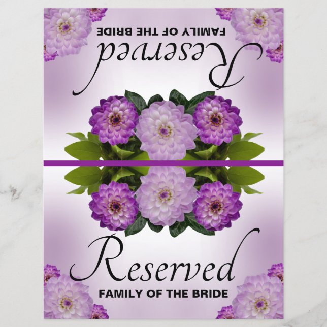 Papier Mariage pliable Réservé Dahlia Purple Floral (Devant)