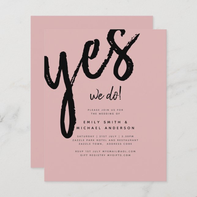 Papier Mariage rose Rose poussiéreux (Devant / Derrière)