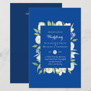 Papier Mariage Royal Blue Floral Budget Inviter A9