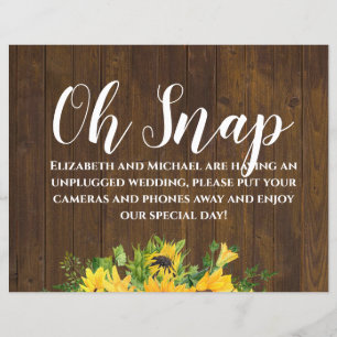 Papier Mariage rustique débranché Oh Snap Wood Sunflowers