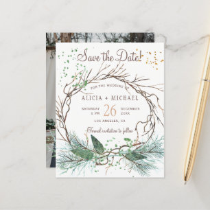 Papier Mariage rustique d'hiver à petit budget PHOTO cart