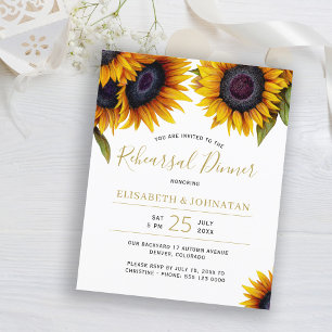Papier Mariage Rustique tournesol dîner de répétition BUD