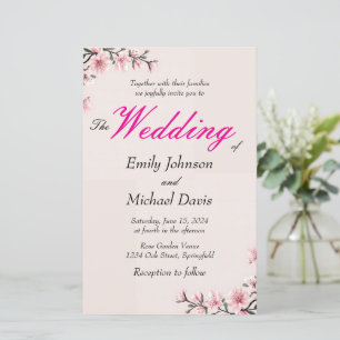 Papier mariage simple de cerisier japonais fleuri