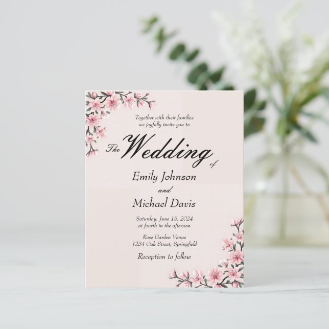 Papier mariage simple japonais de fleurs de cerisier (Debout devant)