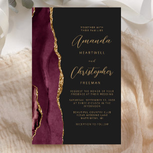 Papier Mariage sombre agate dorée Bourgogne pas cher