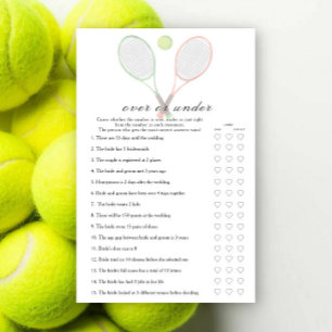 Papier Mariage Tennis Baby shower Jeu plus ou moins