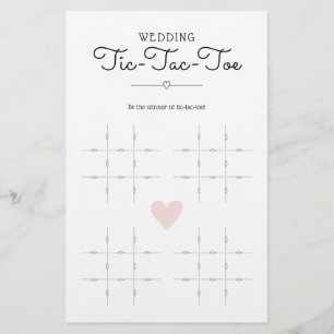 Papier Mariage Tic-Tac-Toe avec Coeur Table Jeu