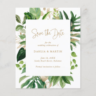 Papier Mariage Tropical Or Moderne Économisez La Date
