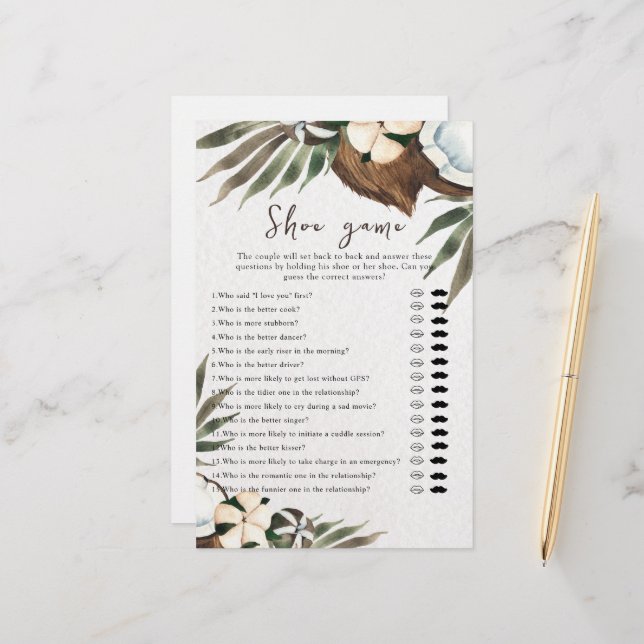 Papier Mariage tropical ou couple jeu de chaussures (Devant/Arrière en situation)