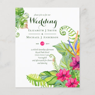 Papier Mariage Tropical Palm Invite Fuchsia Ginger