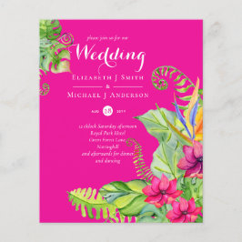 Papier Mariage Tropical Palm Invite Fuchsia Ginger Navy