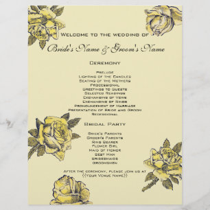 Papier Mariage vintage, Jaune Antique Jardin Rose Wreath