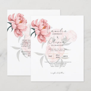 Papier Mariages floraux de pivoines roses modernes Invita