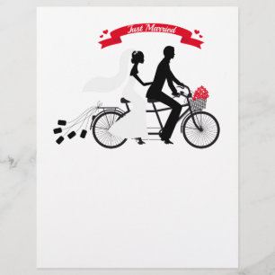 Papier Marié marié marié et marié sur tandem vélo