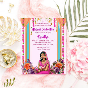 Papier Mariée mariage indienne Mehndi dans une invitation
