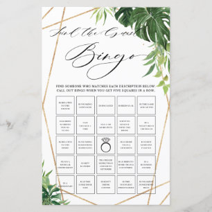 Papier Mariée Tropical Greenery Trouvez le jeu de Bingo i