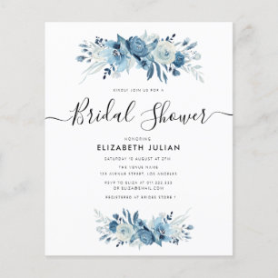 Papier marine bleu & blanc floral nuptiale invitation