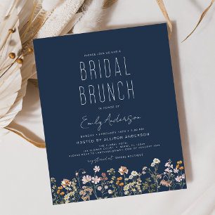 Papier Marine Bleu Boho Fleur sauvage Bridal Brunch Douch