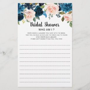 Papier Marine Blue Blush Fête des mariées Qui Suis-Je Jeu