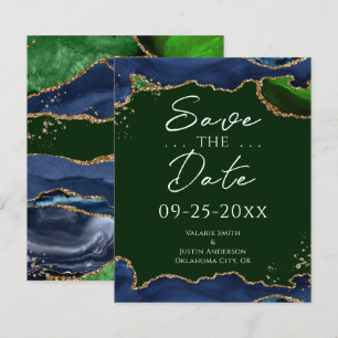 Papier Marine Blue & Green Agate Enregistrer la date