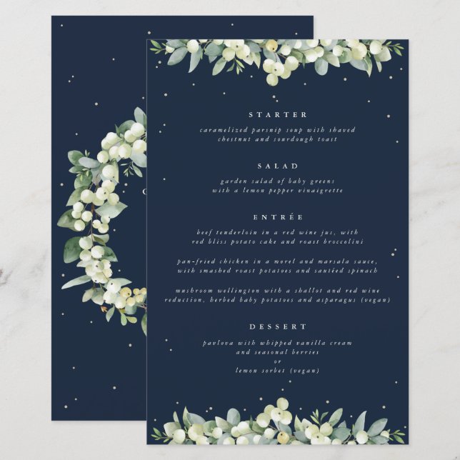 Papier Marine Snowberry+Eucalyptus 4 Mariage du cours Men (Devant / Derrière)