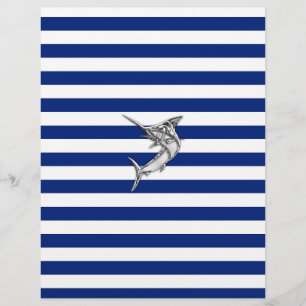 Papier Marlin Swordfish Chrome Style sur les bandes marin