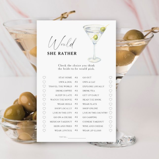 Papier Martini nuptiale Douche préférerait-elle jouer (Créateur téléchargé)