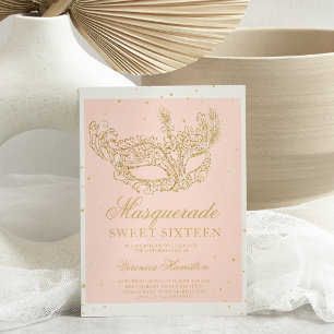 Papier Mascarade or rose parties scintillant masque budge