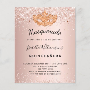 Papier Masquerade or rose Quinceanera invitation