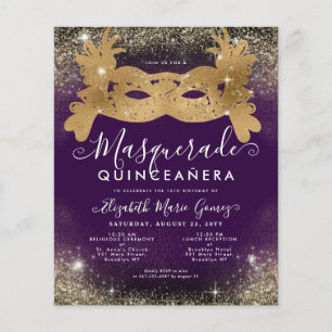 Papier Masquerade Violet Or Pailleté Budget Quinceanera