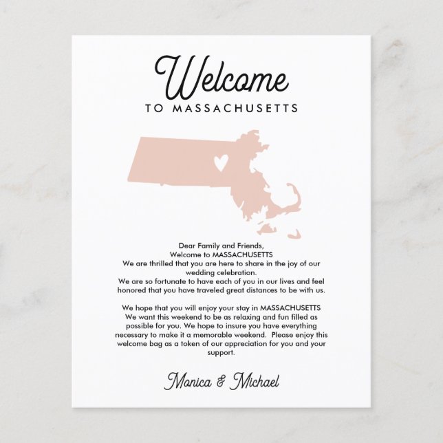 Papier MASSACHUSETTS DE Bienvenue Lettre & Itinéraire TOU (Devant)