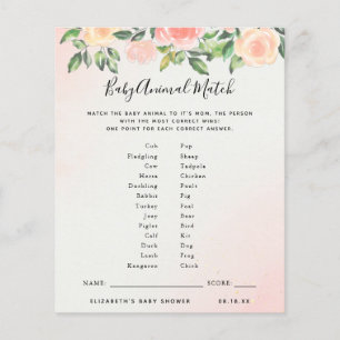 Papier Match animal bébé   Jeu Baby shower