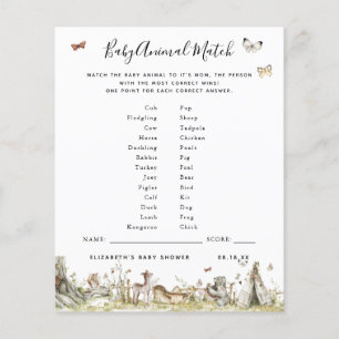 Papier Match animal bébé   Jeu Baby shower