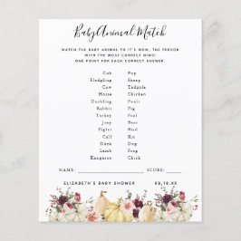 Papier Match animal bébé | Jeu Baby shower