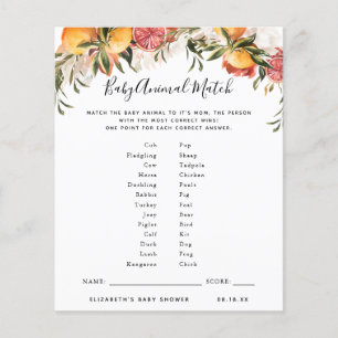 Papier Match animal bébé Jeu Baby shower
