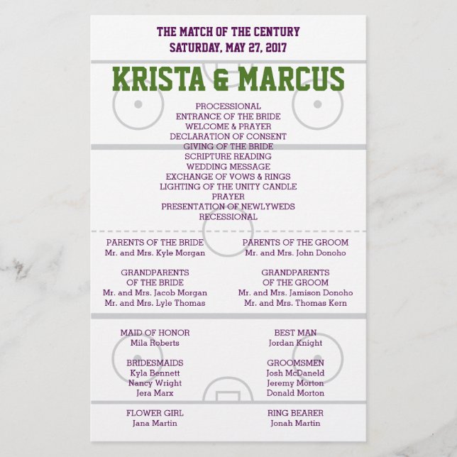 Papier Match of the Century Wedding Program (Devant)