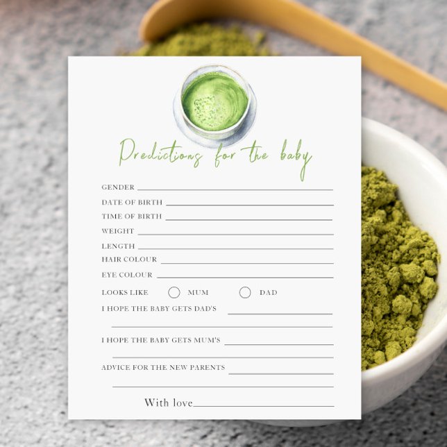 Papier Matcha baby shower - predictions and advice baby (Créateur téléchargé)