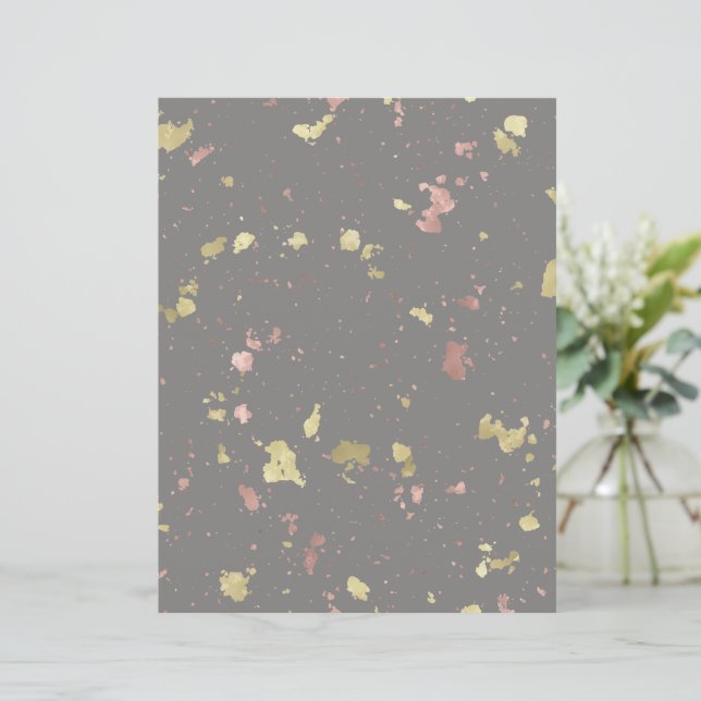 Papier Matte Gold et Rose Gold Flakes gris foncé chaud (Debout devant)