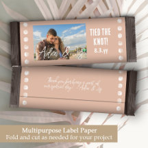 Mauve Beige Mariage Photo Candy Bar Wrapper
