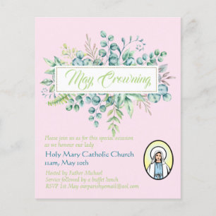 Papier May Crowning Invitations Vierge Marie Invitations 