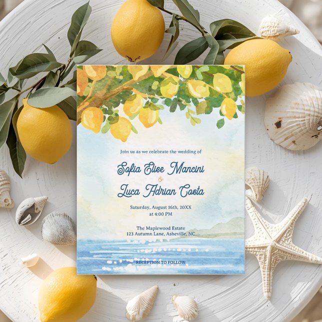 Papier Mediterranean Lemon Grove Coastal Wedding Invite (Mediterranean Lemon Grove Coastal Wedding Invite)