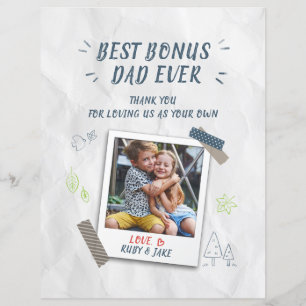 Papier Meilleur Bonus Papa Fête des pères Enfants Photo