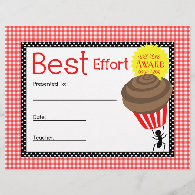 Papier Meilleur Effort Award - En vichy Rouge avec ant &  (Devant)