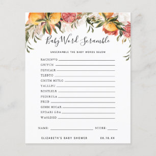 Papier Mélange de mots pour bébé   Jeu de baby shower