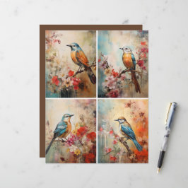 Papier Mélange d'oiseaux bleus