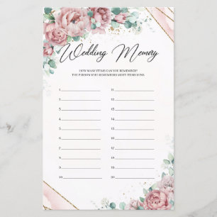 Papier Mémoire de Mariage d'or de l'eucalyptus Rose