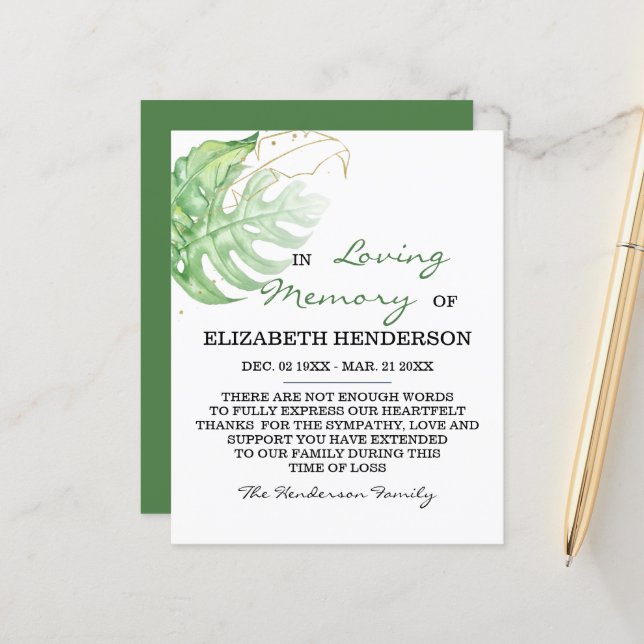 Papier Mémoire/Merci Sympathique. (Devant/Arrière en situation)