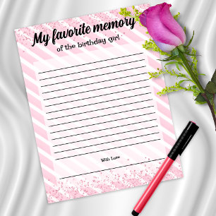 Papier Mémoire préférée du jeu de fille d'anniversaire
