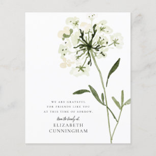 Papier Mémorial Aquarelle Fleur Botaniques Élégant Chic